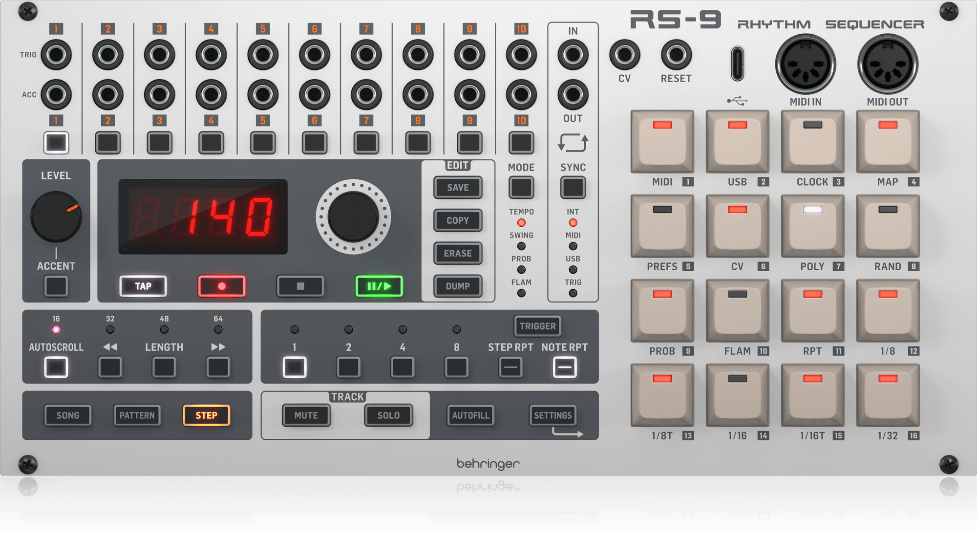 Behringer RS-9・10チャンネル リズムシーケンサー・ユーロラック Amazon.com: Behringer RS-9 Rhythm Digital Sequencer Module