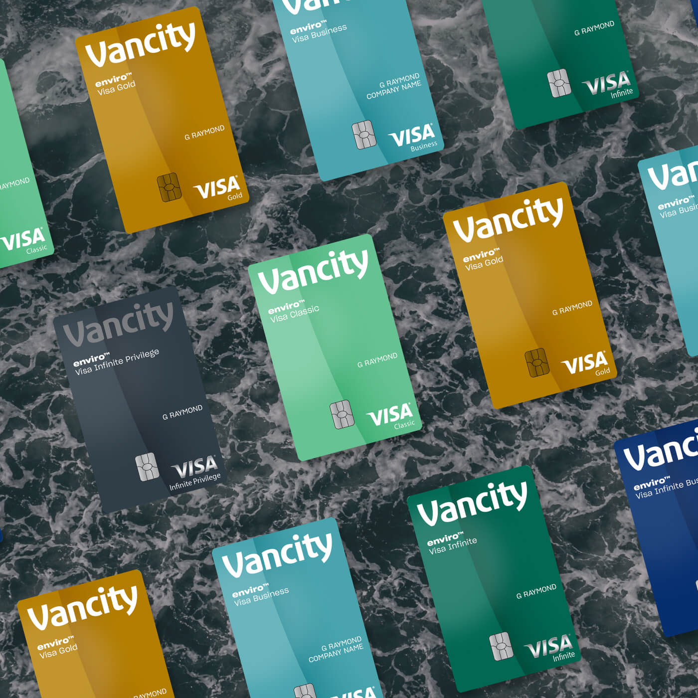 A mosaic of Vancity credit cards