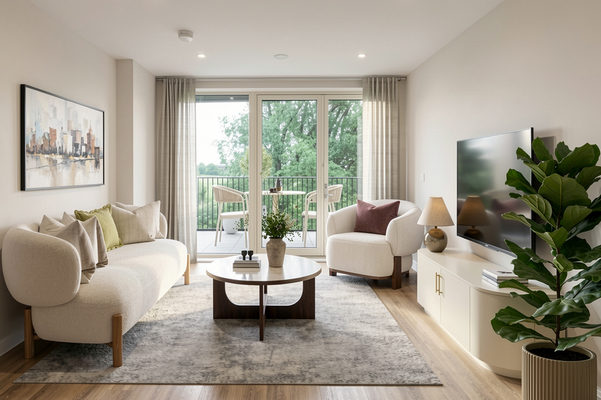 LIVING AREA - one bed apt 26.05.13 Northwick Parkside -146012