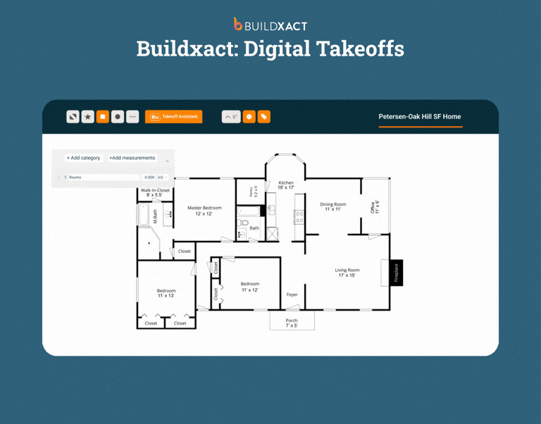 A GIF showing the UI of Buildxact’s construction takeoff software.