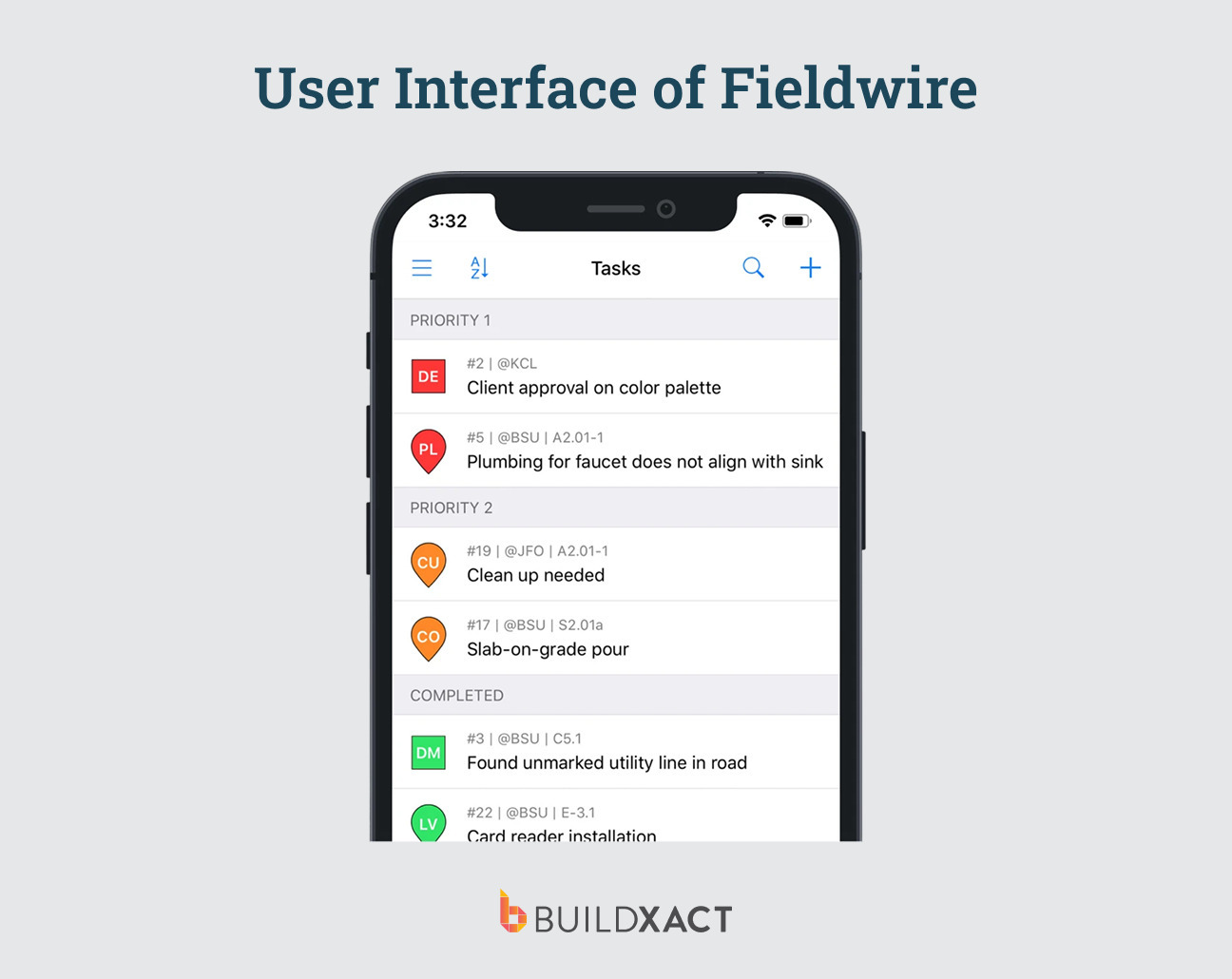 Screenshot of Fieldwire on mobile.