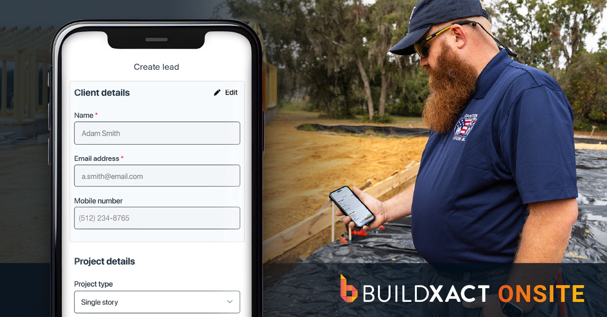 A builder uses his mobile device from the job site