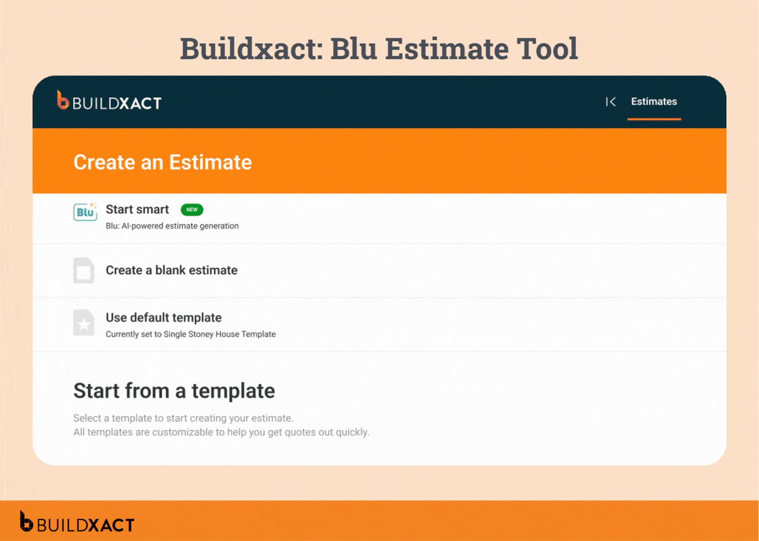 An animating showing the Buildxact Blu estimate tool in action.
