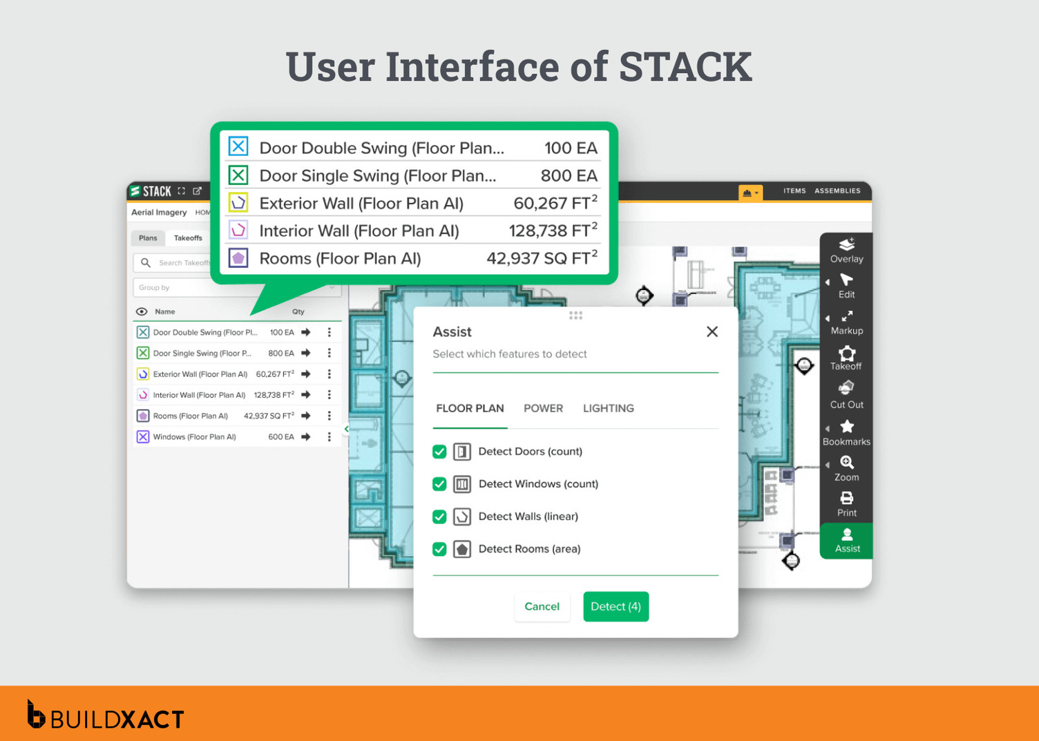 A screenshot showing STACK’s AI takeoff tool.