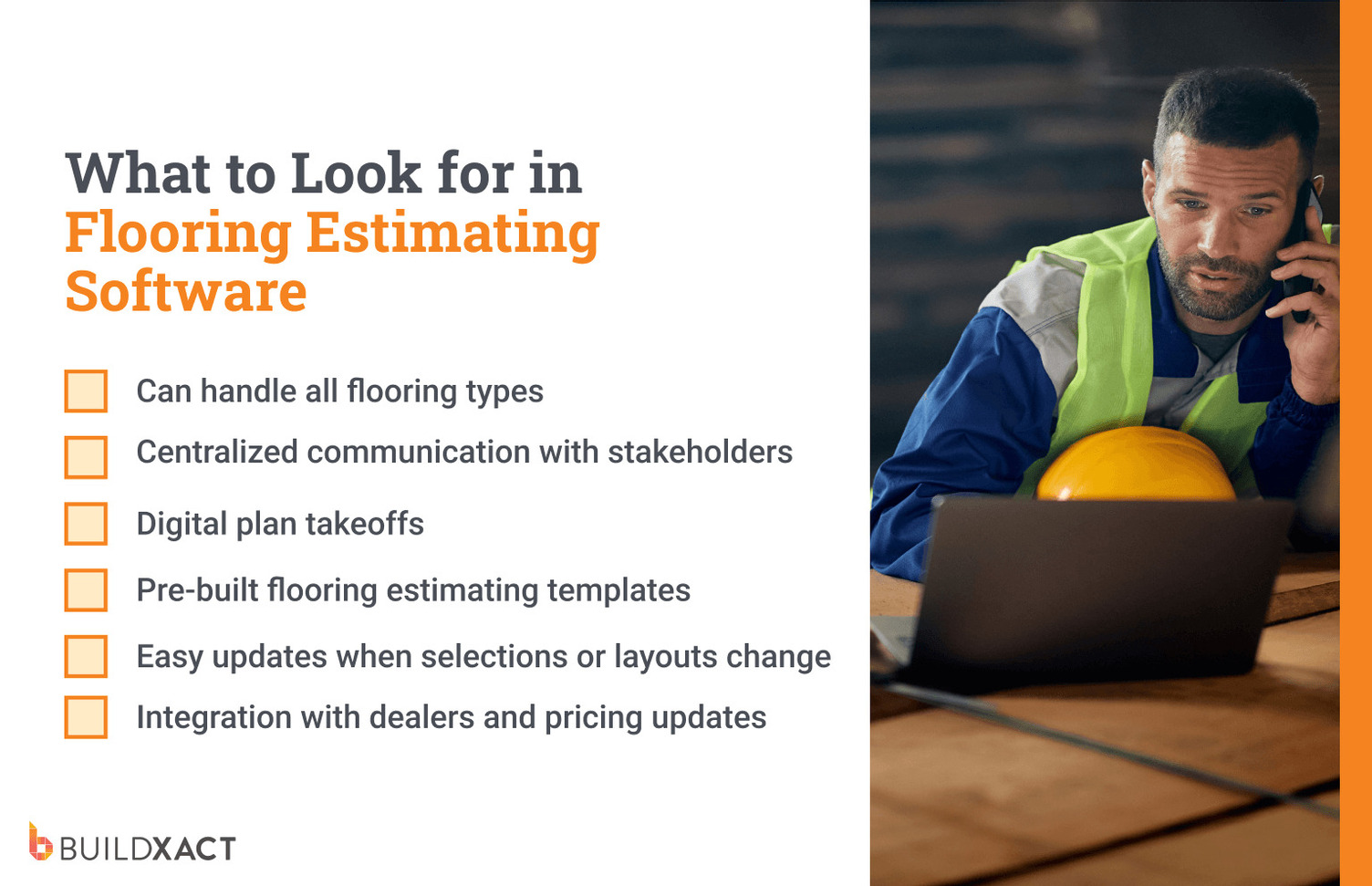 A checklist of features to consider when choosing flooring estimating software.