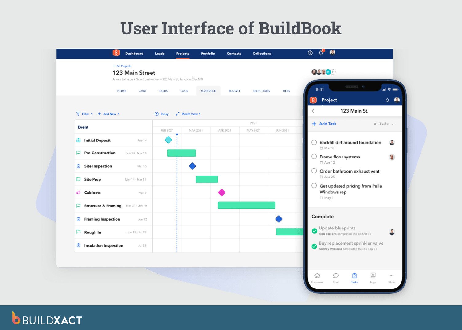 User interface of BuildBook