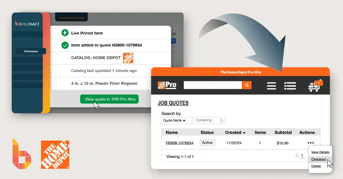 Screenshot of live dealer pricing from The Home Depot