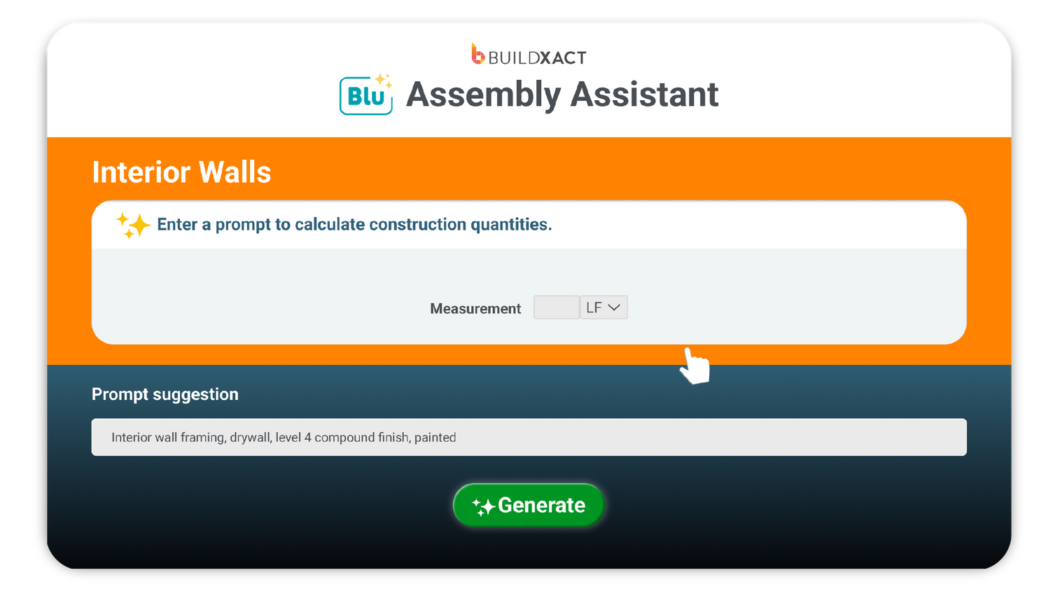 Screenshot of Buildxact's AI Assembly Assistant tool