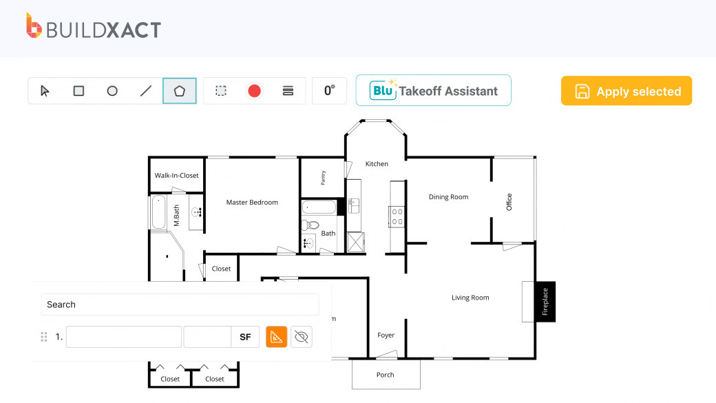 An image of the Blu:Takeoff Assistant from Buildxact