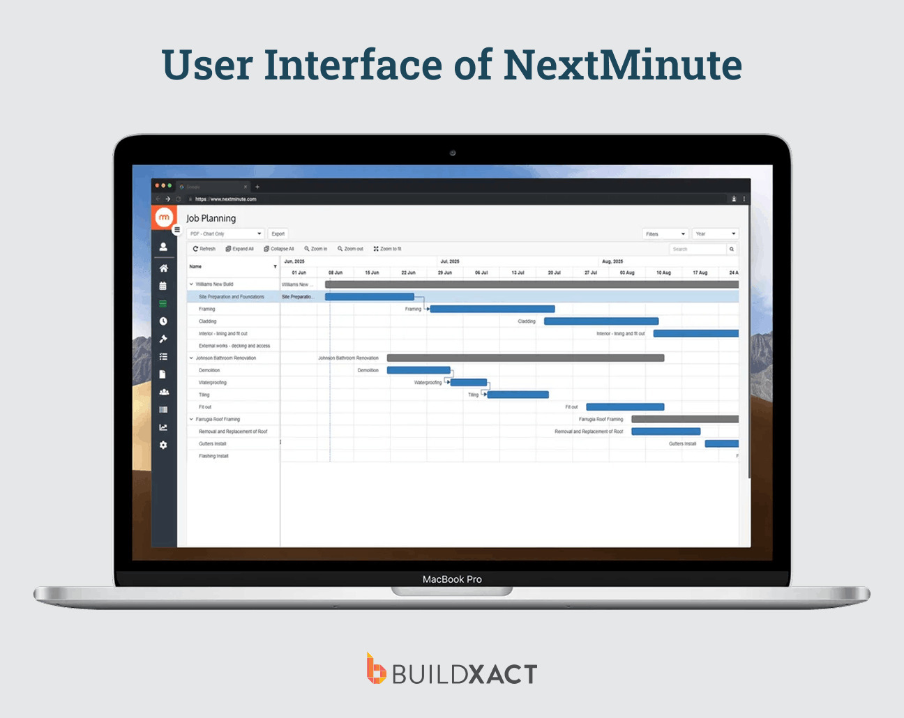 Screenshot showing the interface of a schedule in NextMinute.