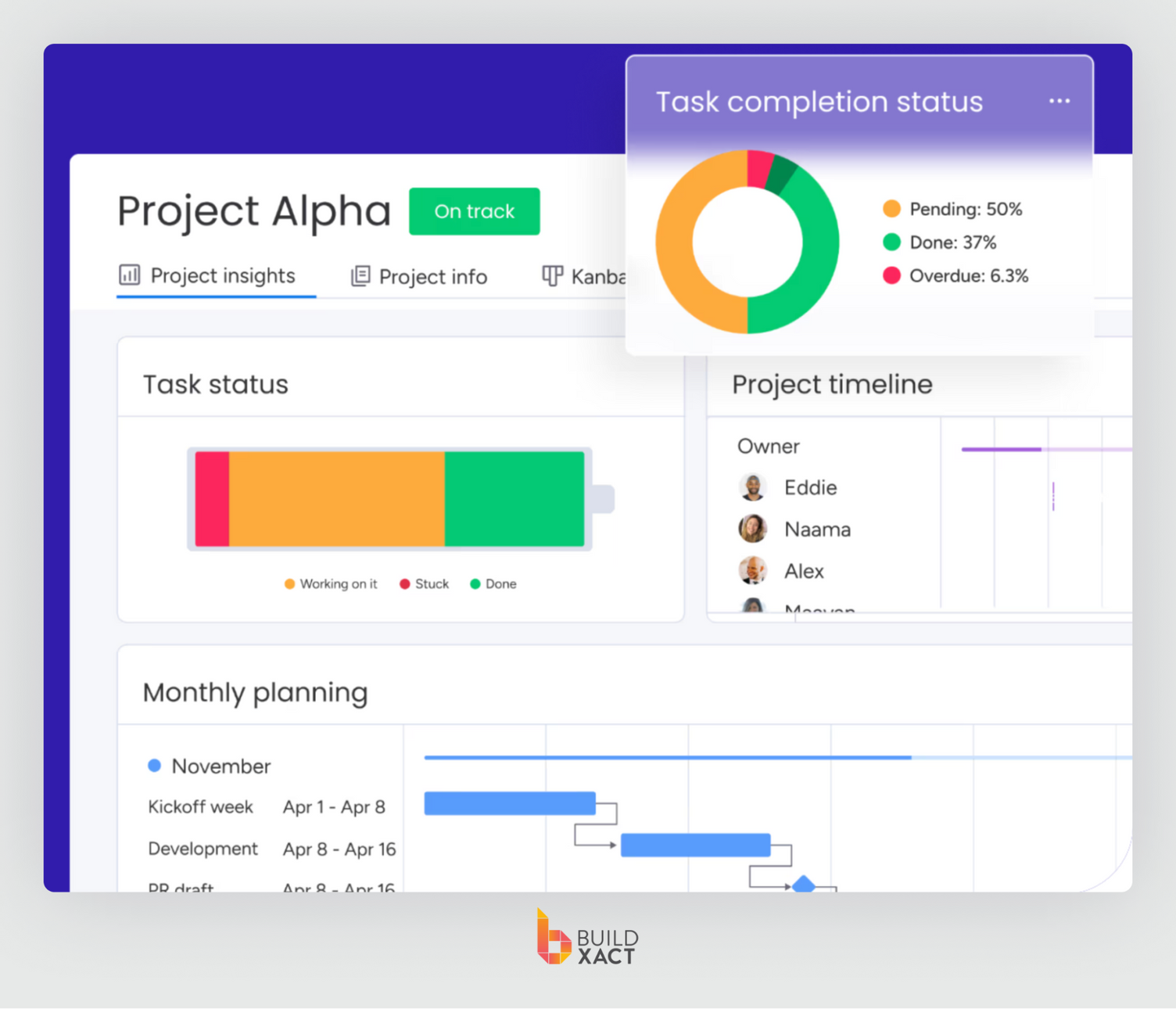 A screen of the project managment software, Monday.com
