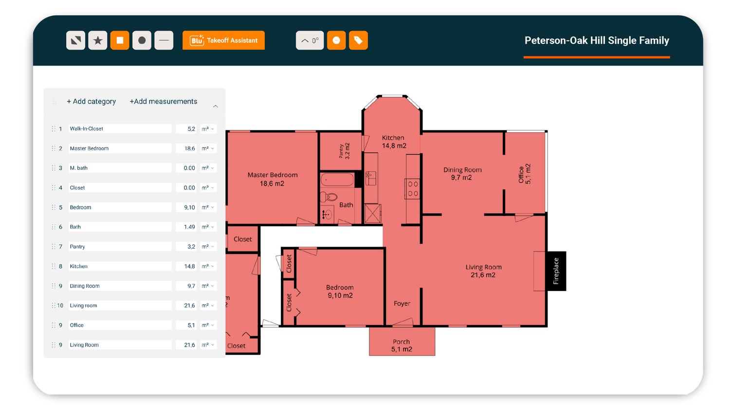 Screenshot of Buildxact's digital takeoff feature