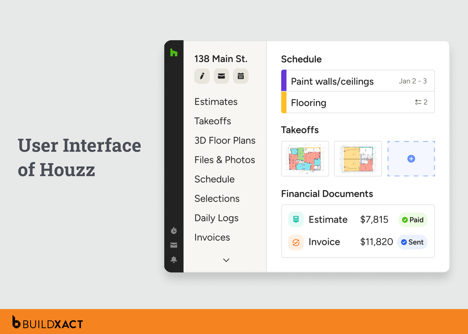 A screenshot showing the UX of Houzz.