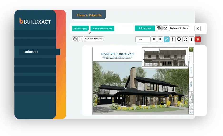 Screenshot of Buildxact's digital plans feature