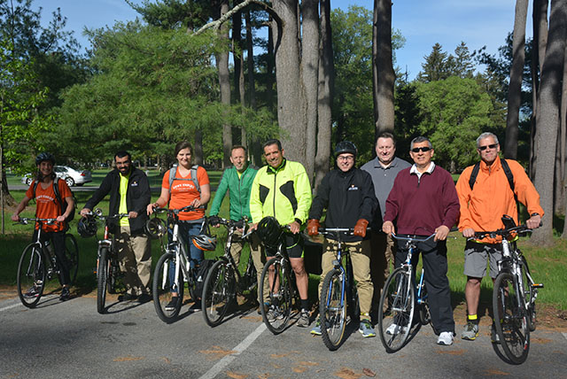 Group of people on bicycles