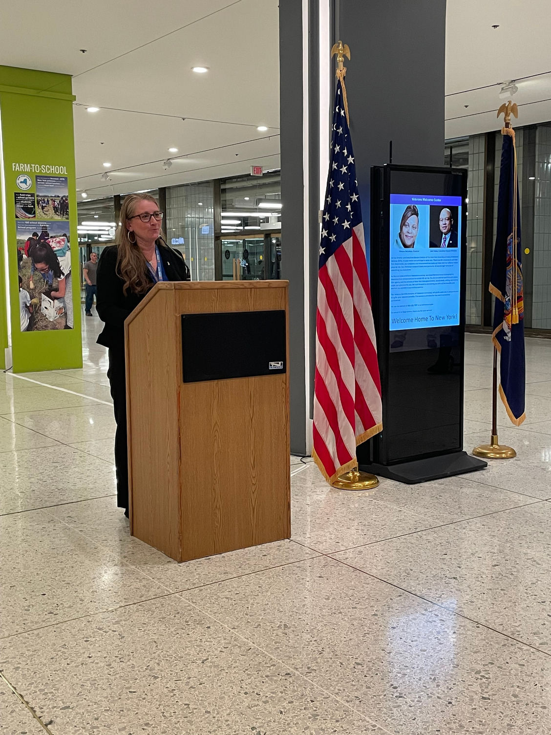 Woman behind podium