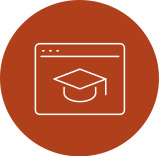 Icon of a web browser with graduation cap