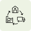 Icon representing consistent and scalable delivery of sustainable pulp-industry byproducts like Crude Tall Oil (CTO) and Crude Sulphate Turpentine (CTS) across diverse markets by GP Pine Solutions.