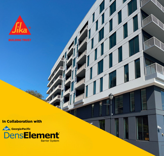 Georgia-Pacific DensElement® Barrier System & Sika collaboration promotional ad