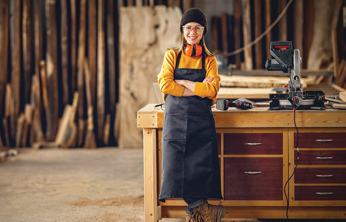 A contractor in a wood working shop