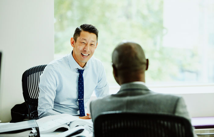 Two people having a meeting