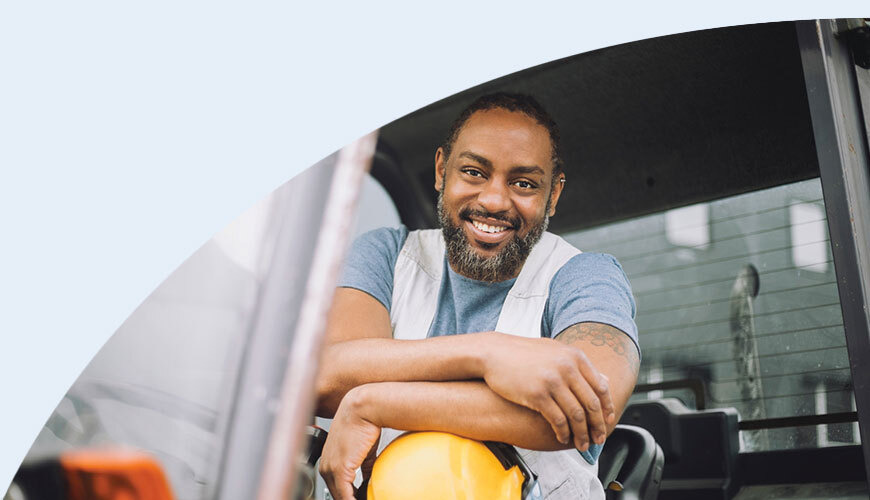 contractor sitting in a van