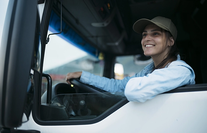 A driver in a truck
