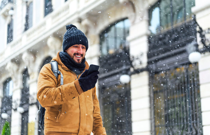 A man walking in the snow