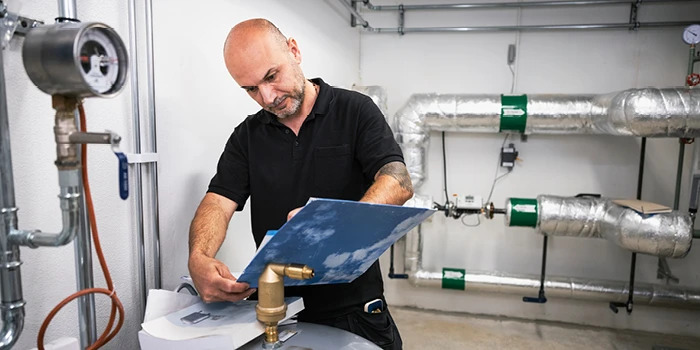 Man working on HVAC unit