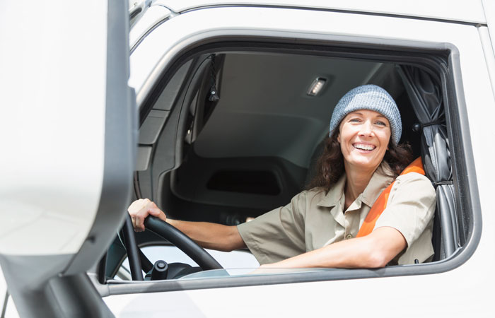 A woman driver in a fleet vehicle