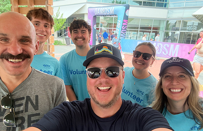group selfie of EMC volunteers