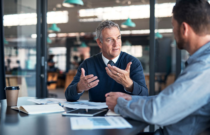 Two men meeting in an office