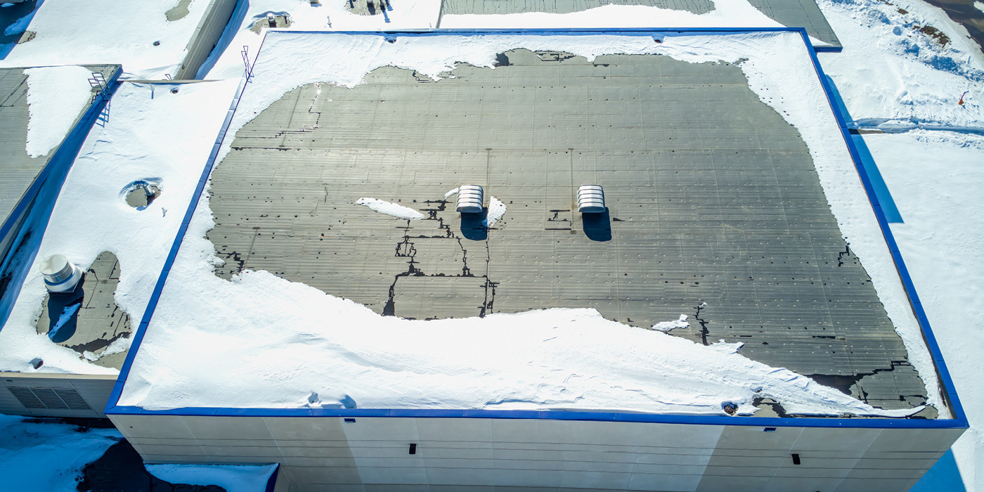 school roof covered in snow