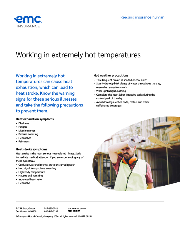 Working in extreme hot temperatures