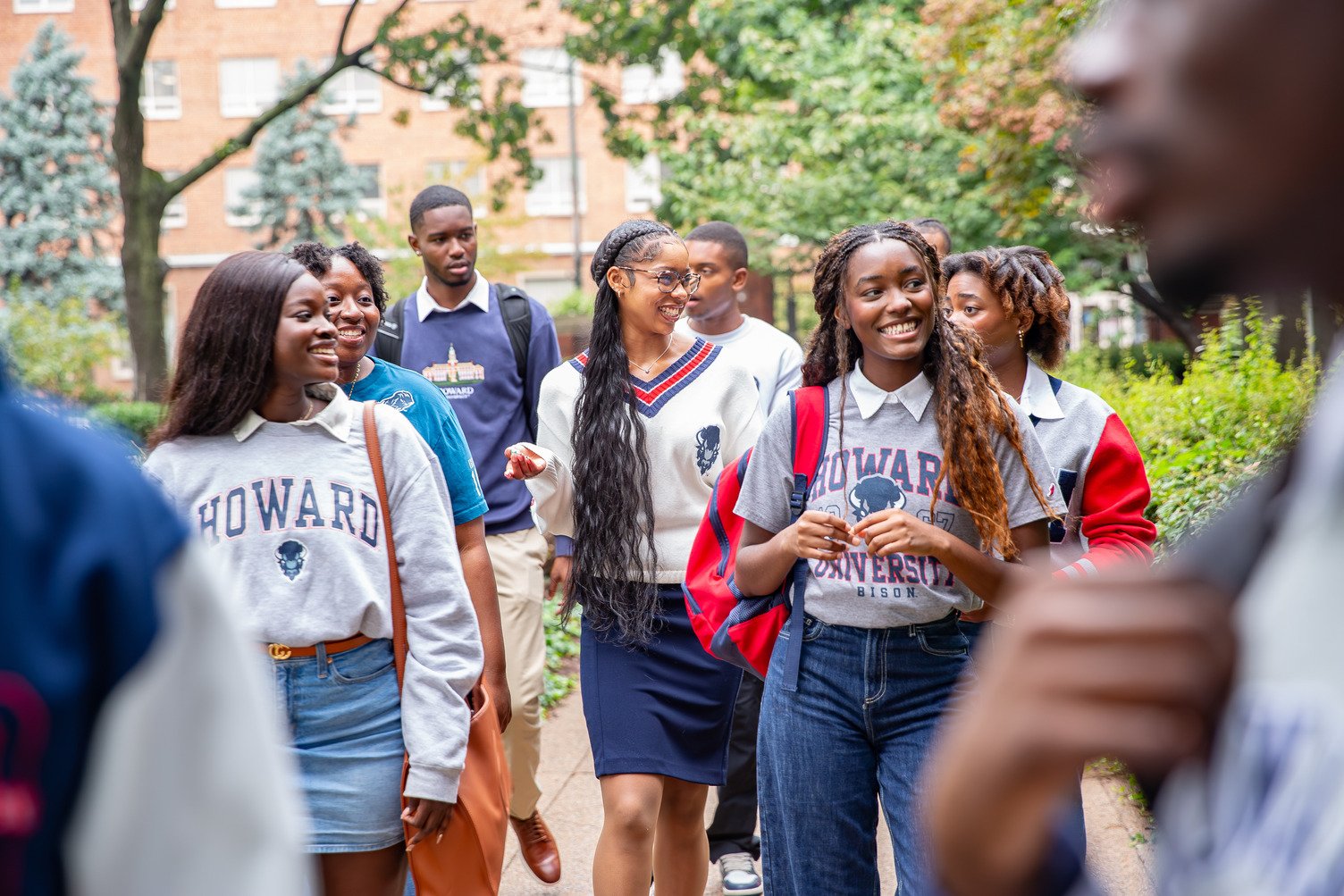 Howard University students walking together on campus