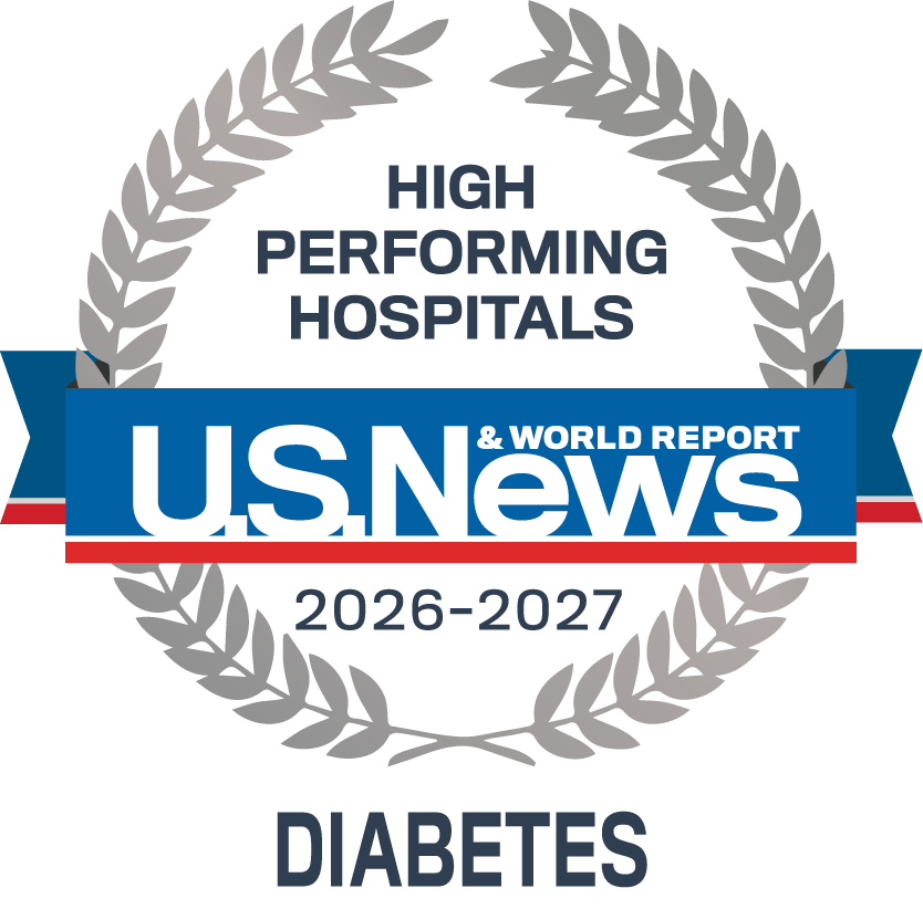 US News High Performing Hospital 2026-2027 Diabetes badge