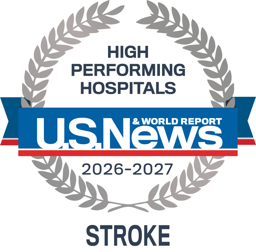 US News High Performing Hospital 2026-2027 Stroke badge