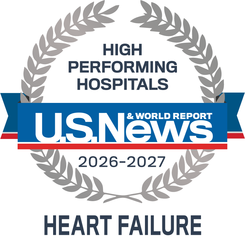 US News High Performing Hospital 2026-2027 Heart Failure badge