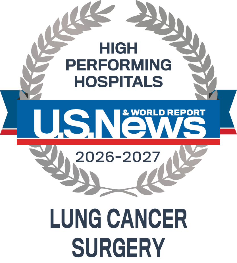 US News High Performing Hospital 2026-2027 Lung Cancer Surgery badge