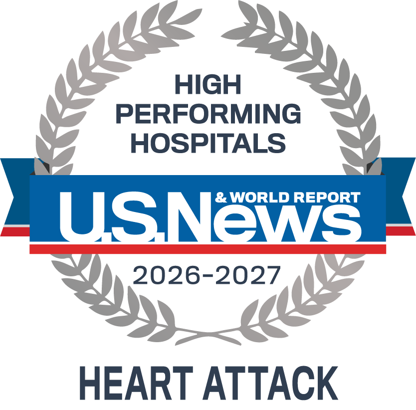 US News High Performing Hospital 2026-2027 Heart Attack badge