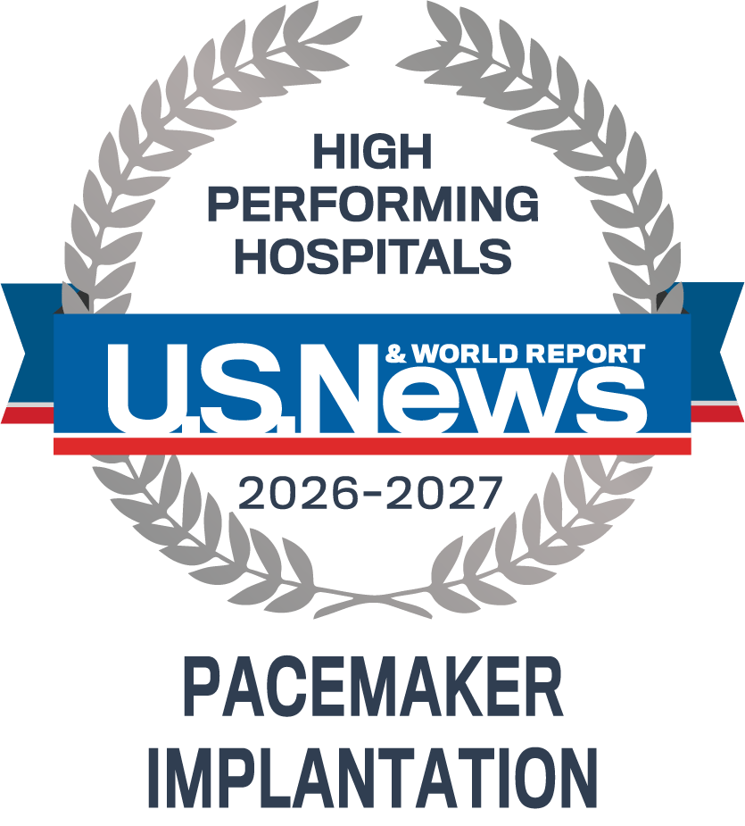 US News High Performing Hospital 2026-2027 Pacemaker Implantation badge