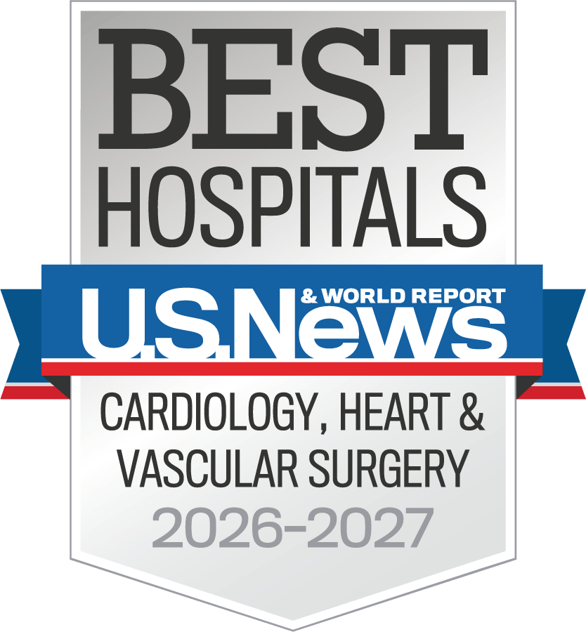 US News Best Hospitals 2026-2027 Cardiology, Heart & Vascular Surgery badge