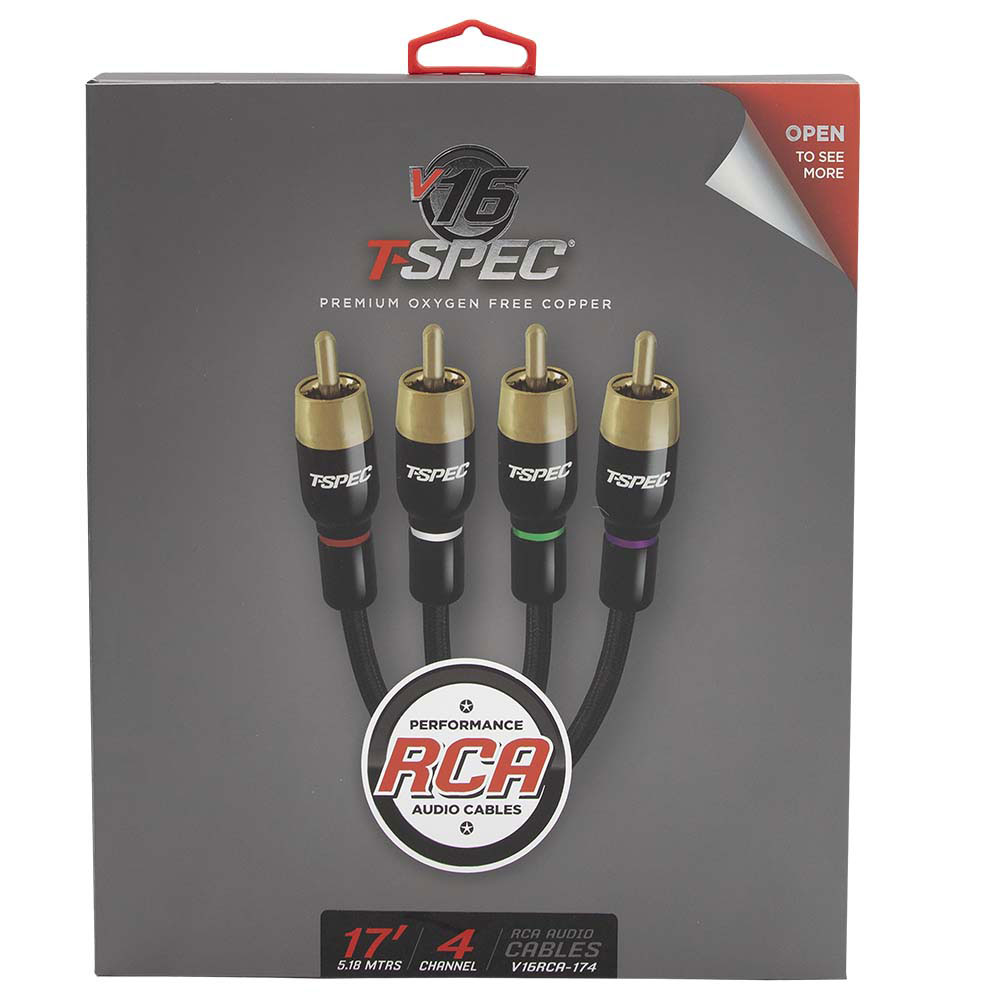 V16 Series 4 Channel RCA Audio Cables - 17 Feet