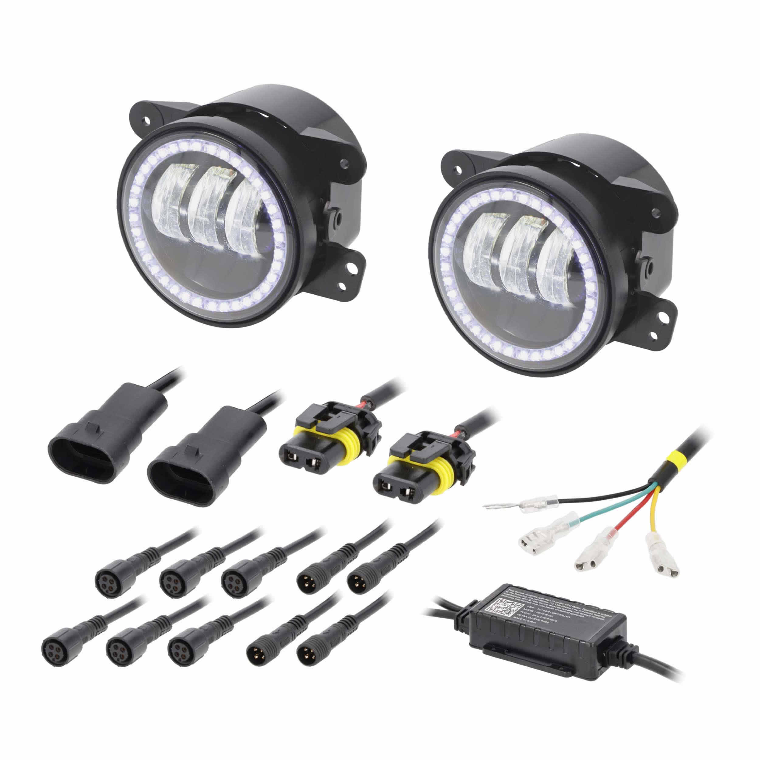 4" LED Fog Lights with RGB Halo - Fits Select Jeep® Wrangler