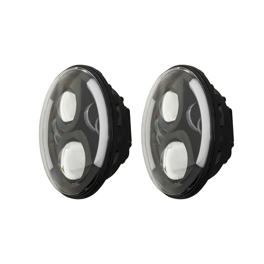 7" LED Light with Black Face and Partial Halo, 7 Inch, 6 LED
