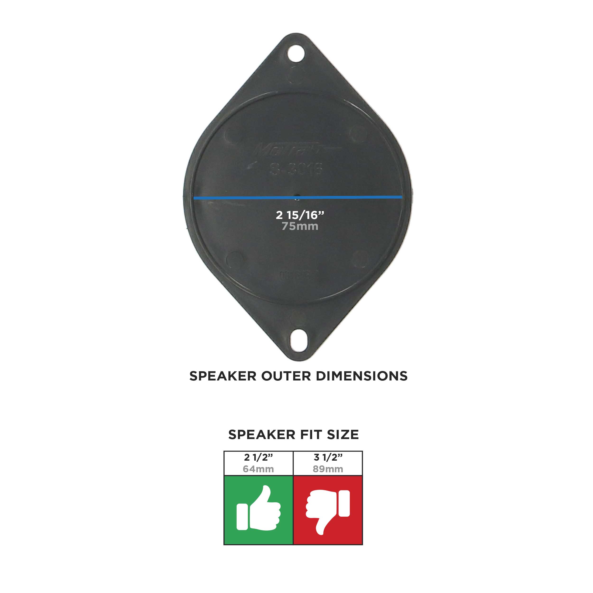 Tweeter Speaker Adapter Plate 2.5" Fits Multi-Applications