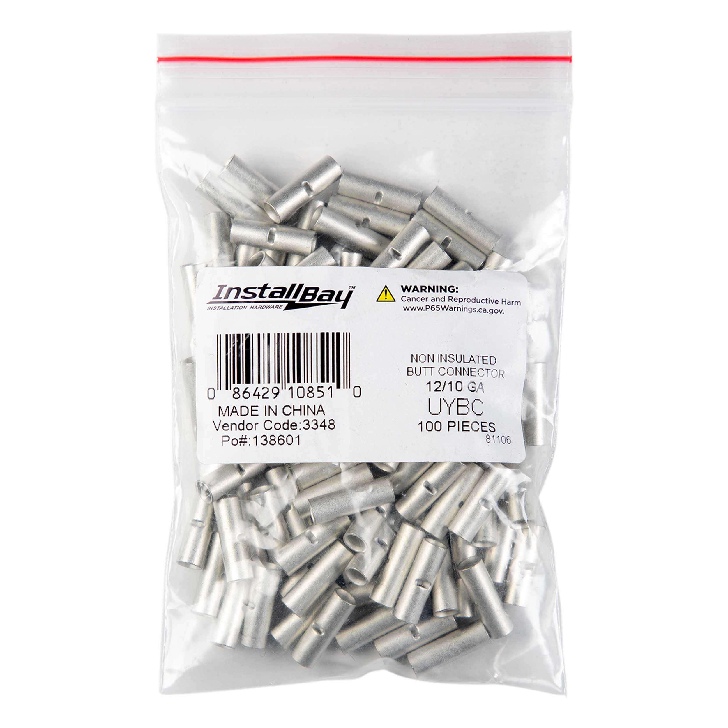 Uninsulated Butt Connector 12-10 Gauge - Package of 100