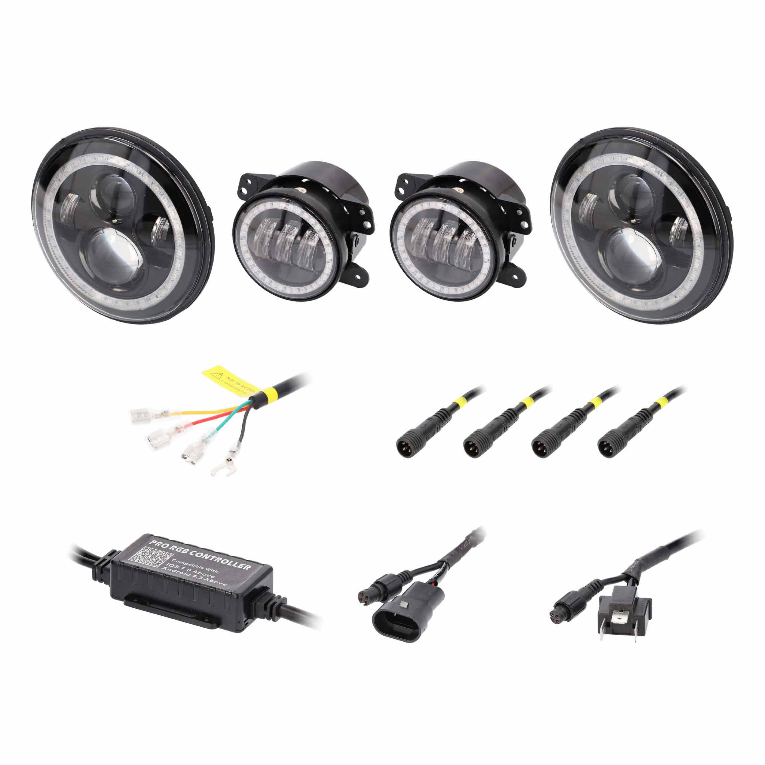 Chasing Halo LED 7" Headlights & 4" Fog Lights w/Controller