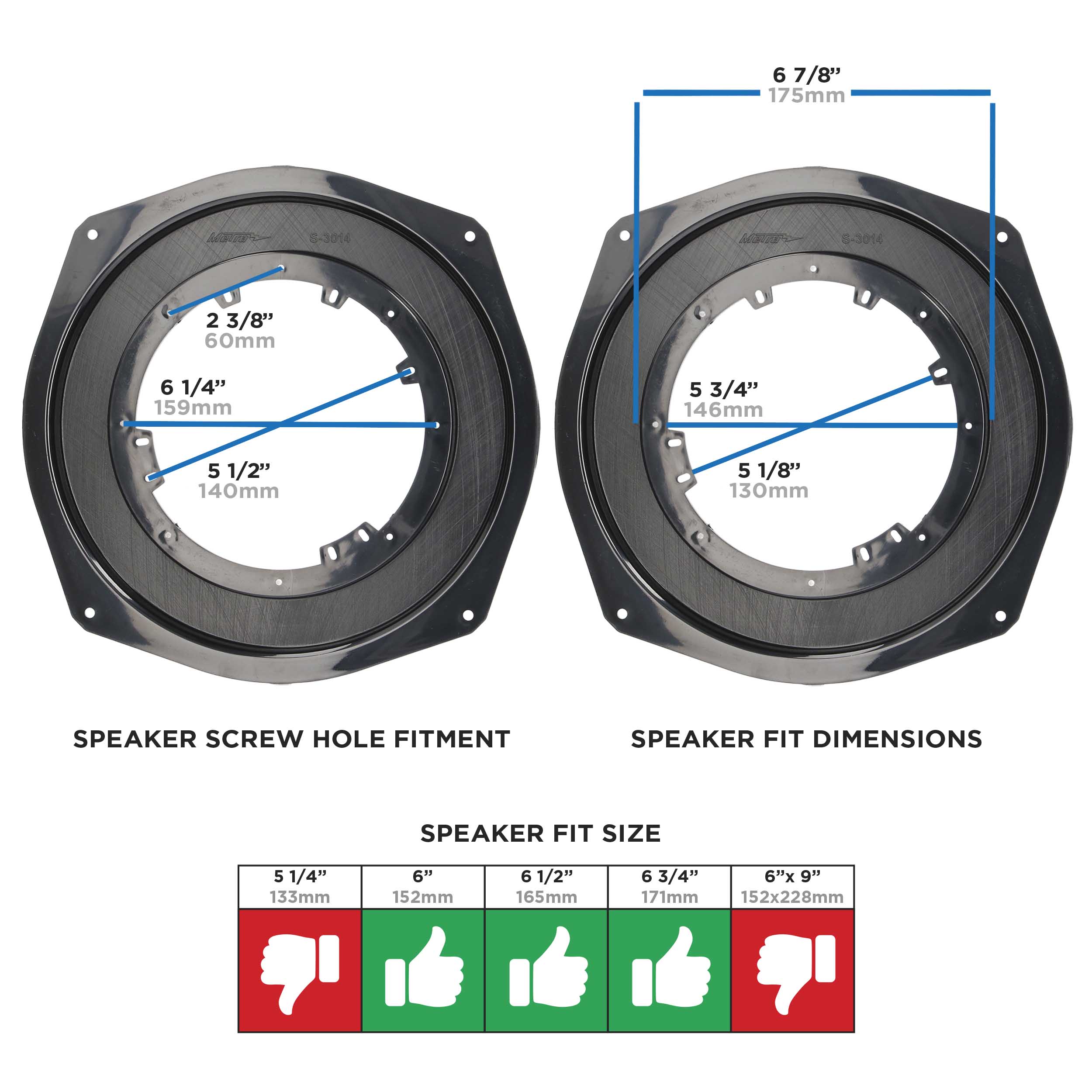 Corvette 2005-2013 Speaker Adapters - 6 to 6.75 Inch Front D