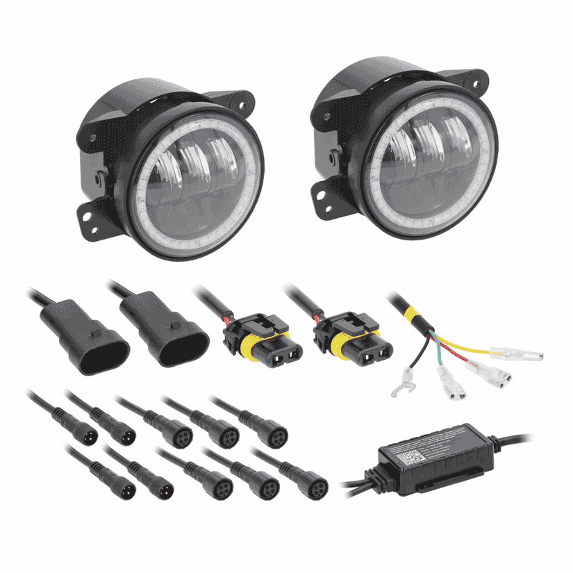 4" LED Fog Lights with RGB Halo - Fits Select Jeep® Wrangler
